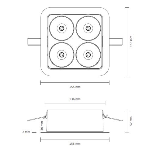 Q Four IN 80° 3000K Deckeneinbauleuchte · Downlight, weiß
